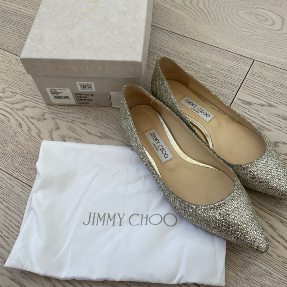 Jimmy Choo Romy Champagne Flats - Picture 2 of 5